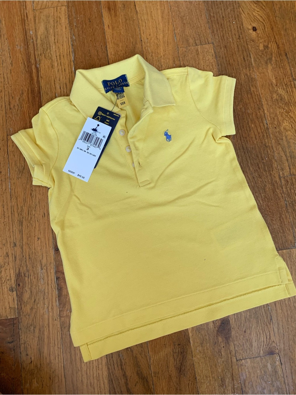 Ralph Lauren Kids Polo in Soft Yellow with Blue Pony